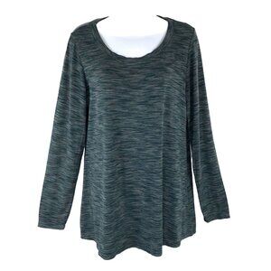 LOGO Lori Goldstein Long Sleeve Tunic Top Green Space Dye Stretch Size Small